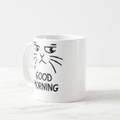 Goedemorgen – Mopperende Kat Kopje Koffiemok (Voorkant links)