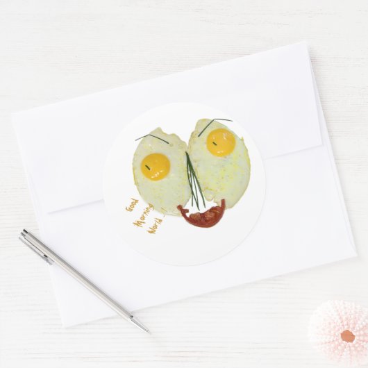 Goedemorgen, oeiwit ronde sticker (Envelop)