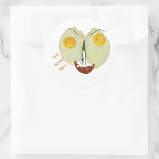 Goedemorgen, oeiwit ronde sticker (Tas)