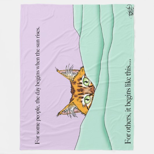 Goedemorgen Oranje Kat Grappig Fleece Deken (Voorkant)