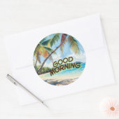 Goedemorgen Palmen Ronde Sticker (Envelop)