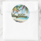 Goedemorgen Palmen Ronde Sticker (Tas)