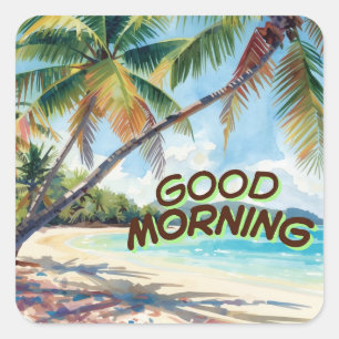 Goedemorgen Palmen Vierkante Sticker