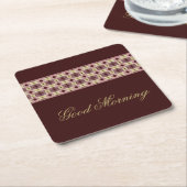 Goedemorgen papieren Onderzetters in wijn en Roos (Schuin)