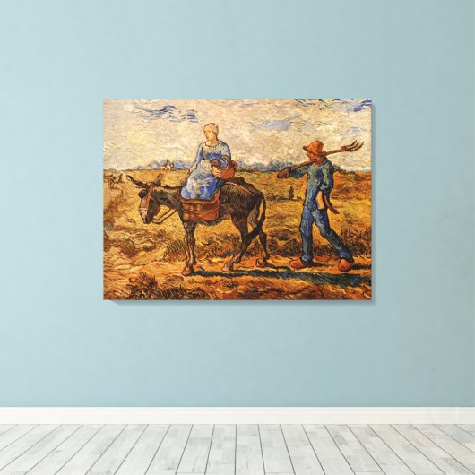 Goedemorgen, Peasant Couple van Vincent van Gogh Canvas Afdruk (Insitu (Houten vloer))
