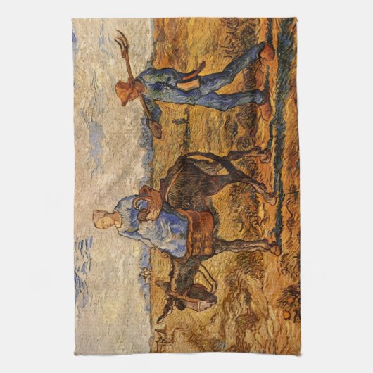 Goedemorgen, Peasant Couple van Vincent van Gogh Theedoek (Verticaal)