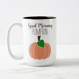 Goedemorgen pompoen Sinaasappel Gingham Plaid Tweekleurige Koffiemok