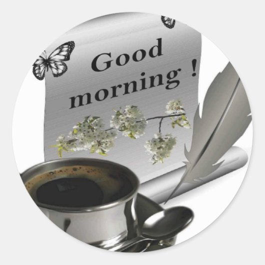 Goedemorgen Ronde Sticker (Voorkant)