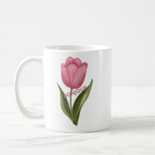 Goedemorgen Roze Tulp Bloemenmok – Elegante Lente Koffiemok
