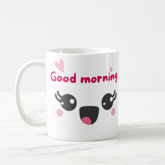 Goedemorgen schattig roze koffiemok (Links)