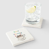 goedemorgen, schattige koffiebonen stenen onderzetter (Zijkant)