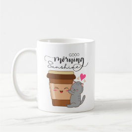 Goedemorgen Schattigee Kat & Koffie kawaii Koffiemok