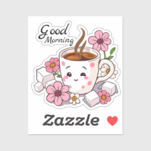 Goedemorgen   Schattigee Kawaii-koffie Sticker