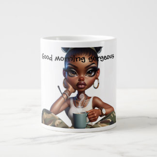 Goedemorgen schoonheid grote koffiekop