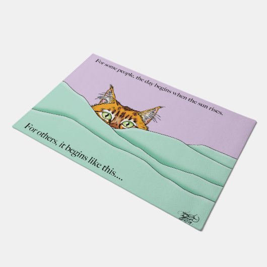 Goedemorgen Sinaasappel Cat Funny Deurmat (Schuin)