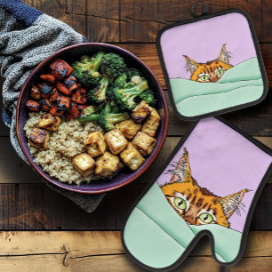 Goedemorgen Sinaasappel Cat Funny Ovenwant & Pannenlap Set