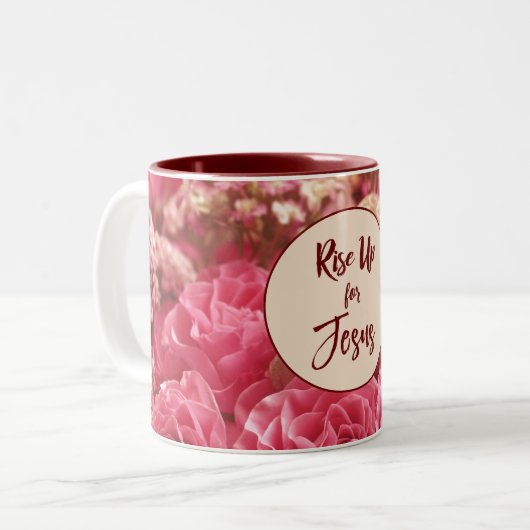 Goedemorgen, sta op voor Jezus Tweekleurige Koffiemok (Voorkant links)