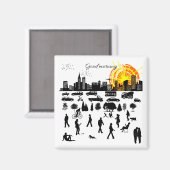 Goedemorgen, Stad grappig, elegant, positief, cool Magneet (Voorkant / Achterkant)