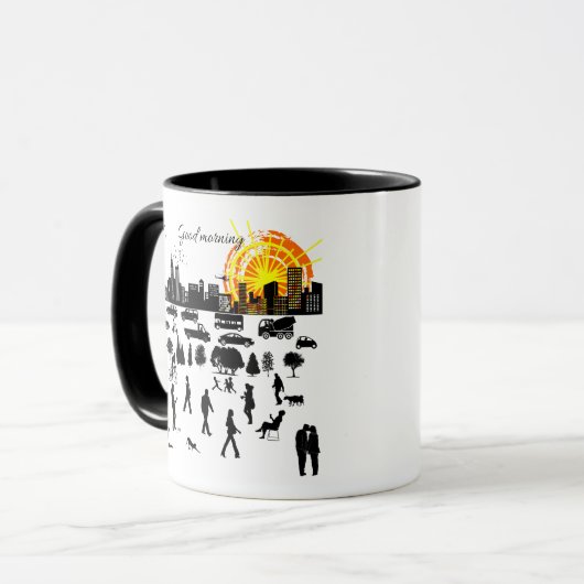 Goedemorgen, Stad grappig, elegant, uniek Mok (Voorkant links)