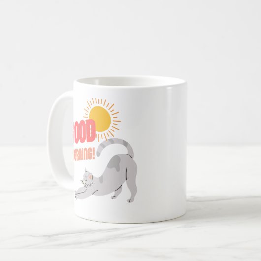 Goedemorgen Sunshine Cat Stretch Coffee Mok (Voorkant links)
