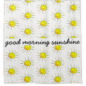 Goedemorgen Sunshine! Cute; geel op wit Douchegordijn (Voorkant)