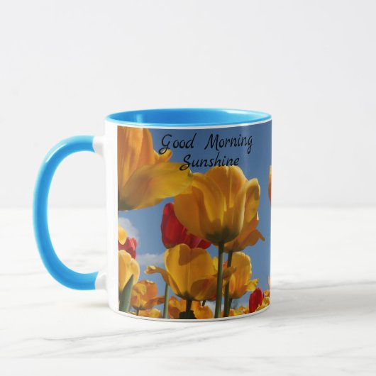 Goedemorgen Sunshine Tulpen Blue Sky Koffie Gift Mok (Links)