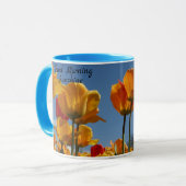 Goedemorgen Sunshine Tulpen Blue Sky Koffie Gift Mok (Voorkant links)