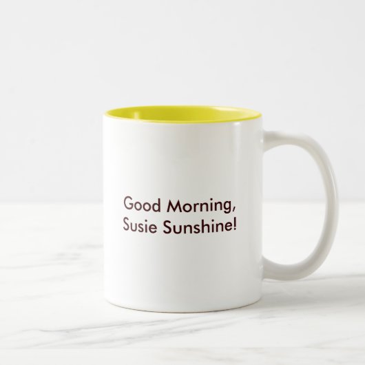 Goedemorgen, Susie Sunshine. Tweekleurige Koffiemok (Rechts)