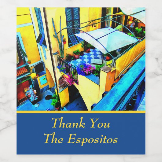 Goedemorgen Uitzicht van een Cinque Terre Balcony Wijn Etiket (Enkel label)