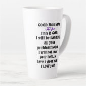 Goedemorgen van GOD naar hoop Latte Mok (Rechterhoek)