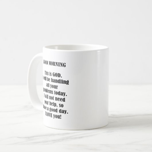 Goedemorgen van GOD (personaliseren) Koffiemok (Voorkant links)