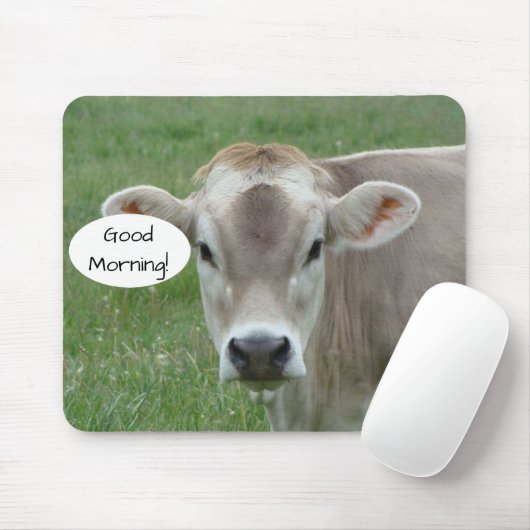 Goedemorgen vanaf uw lokale Jersey Koe Muismat (Met muis)