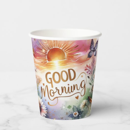 Goedemorgen Water Color Art Papieren Bekers (Achterkant)