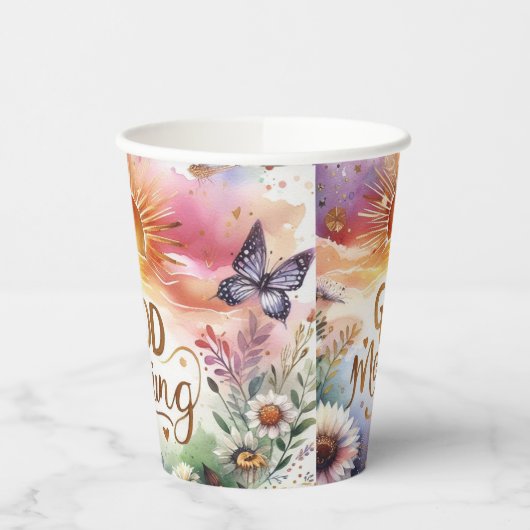 Goedemorgen Water Color Art Papieren Bekers (Links)