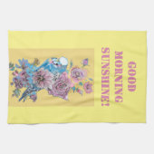 Goedemorgen Waterverf Budgie Roos Kitchen Towel Theedoek (Horizontaal)