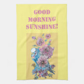 Goedemorgen Waterverf Budgie Roos Kitchen Towel Theedoek (Verticaal)