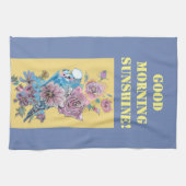 Goedemorgen Waterverf Budgie Roos Kitchen Towel Theedoek (Horizontaal)