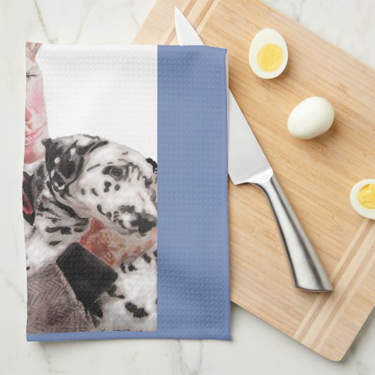 Goedemorgen Waterverf Dalmatian Kitchen Towel Theedoek (Quarter Fold)