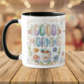 Goedemorgen Waterverf Doodle Tweekleurige Koffiemok