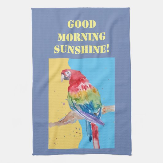Goedemorgen Waterverf Red Macaw Kitchen Towel Theedoek (Verticaal)