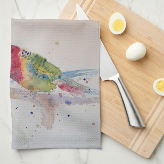 Goedemorgen Waterverf Red Parrot Kitchen Towel Theedoek (Quarter Fold)