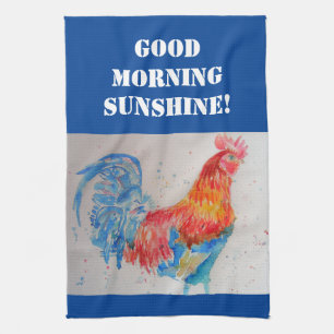 Goedemorgen Waterverf Red Rooster Kitchen Towel Theedoek
