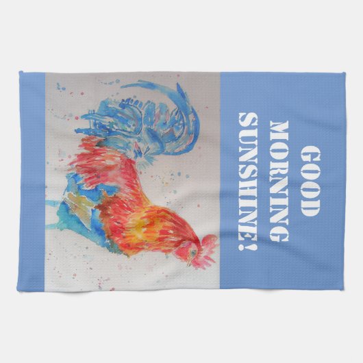 Goedemorgen Waterverf Red Rooster Kitchen Towel Theedoek (Horizontaal)