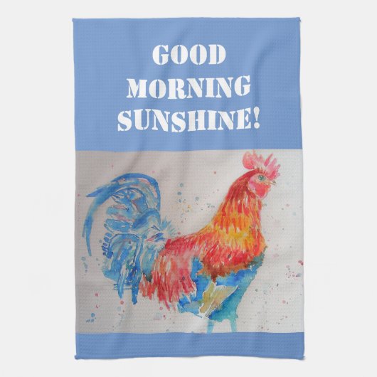 Goedemorgen Waterverf Red Rooster Kitchen Towel Theedoek (Verticaal)