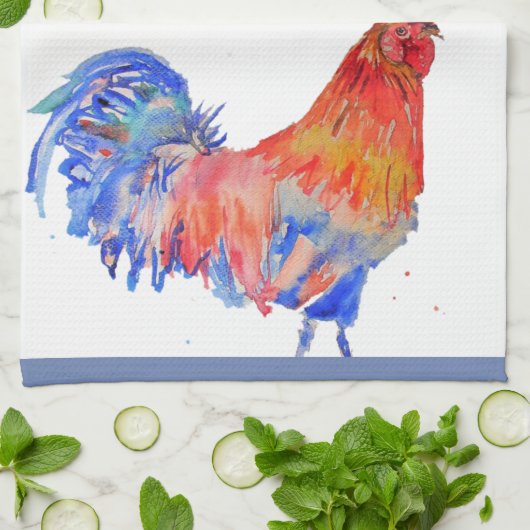 Goedemorgen Waterverf Red Rooster Kitchen Towel Theedoek (Gevouwen)