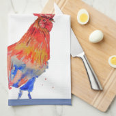 Goedemorgen Waterverf Red Rooster Kitchen Towel Theedoek (Quarter Fold)