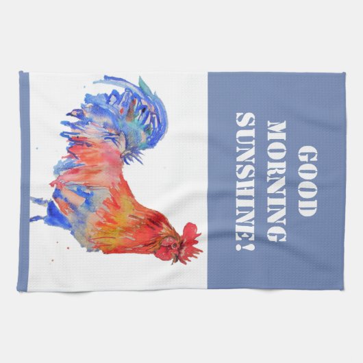 Goedemorgen Waterverf Red Rooster Kitchen Towel Theedoek (Horizontaal)