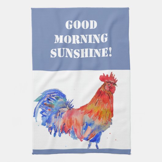Goedemorgen Waterverf Red Rooster Kitchen Towel Theedoek (Verticaal)