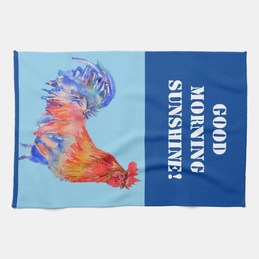 Goedemorgen Waterverf Red Rooster Kitchen Towel Theedoek (Horizontaal)