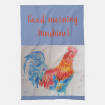 Goedemorgen Waterverf Red Rooster Kitchen Towel